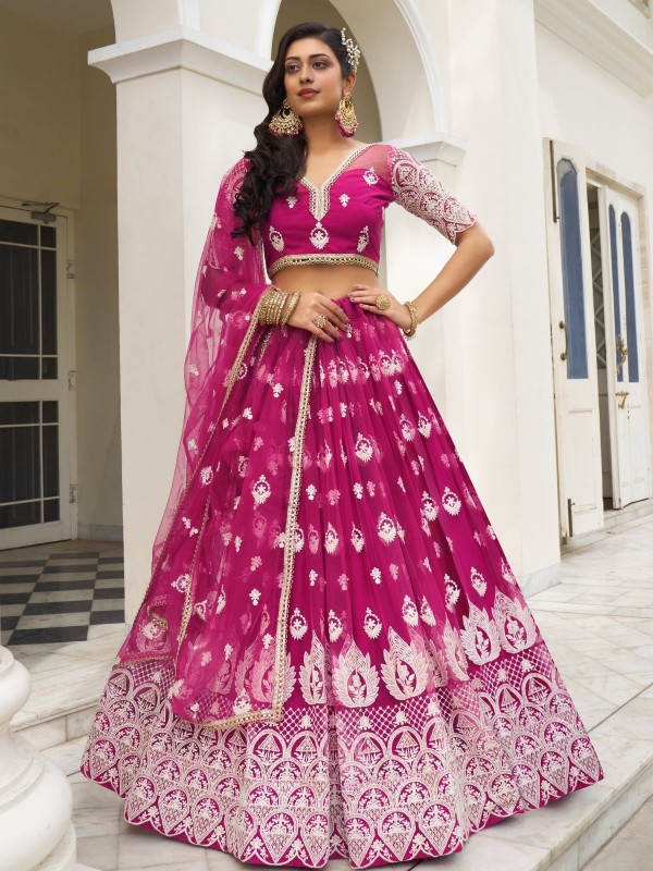 Deep Pink Butterfly Net Lehenga Choli